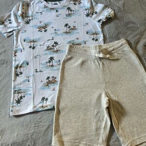 Old Navy Kids Tropical Print Set - White and Tan